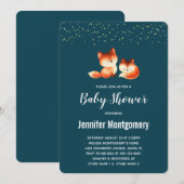 Invitation Baby Shower 2 Renards Rouges Mignons (Devant / Derrière)