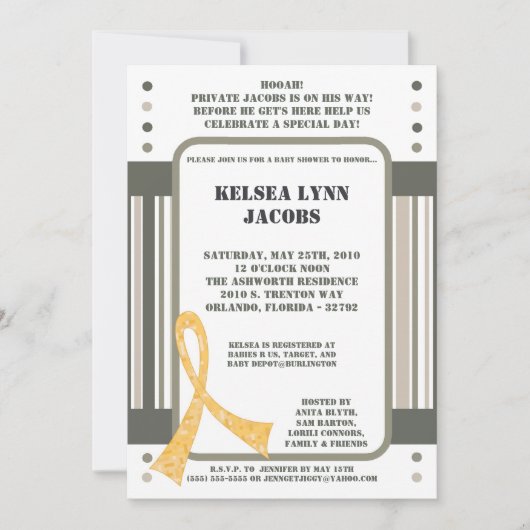 Invitation Baby shower 5x7 ARMÉE Camo ACU Imprimer (Devant)