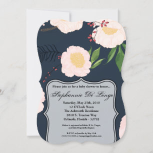 Invitation Baby shower 5x7 Fleurs florales blanche