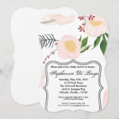 Invitation Baby shower 5x7 Fleurs florales blanche (Devant / Derrière)