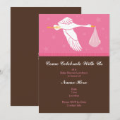 Invitation Baby shower 5x7 - Rose et Brown (Devant / Derrière)