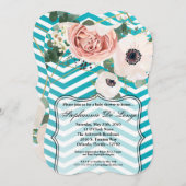 Invitation Baby shower 5x7 Rose géométrique Chevro (Devant / Derrière)