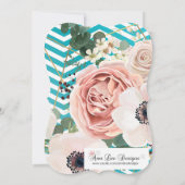 Invitation Baby shower 5x7 Rose géométrique Chevro (Dos)