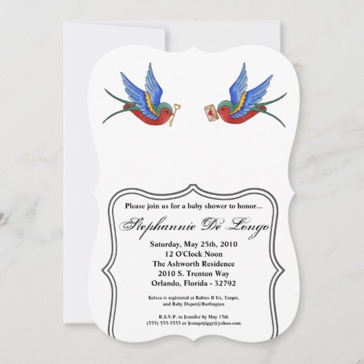 Invitation Baby shower 5x7 Tatouage traditionnel d (Devant)