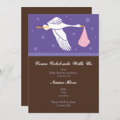 Invitation Baby shower 5x7 - Violet avec Brown (Devant / Derrière)