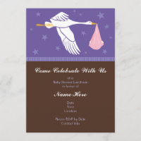 Invitation Baby shower 5x7 - Violet avec Brown