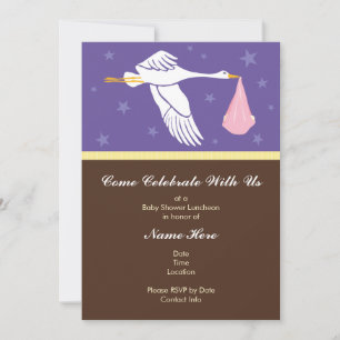 Invitation Baby shower 5x7 - Violet et Brown