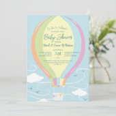 Invitation Baby shower à air chaud bleu arc-en-ciel bleu (Debout devant)