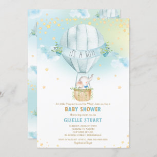 Invitation Baby shower à air chaud éléphant Whimsy