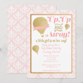 Invitation Baby shower à air chaud Gold Pink (Devant / Derrière)
