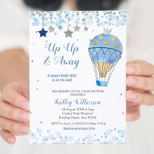 Invitation Baby shower à air chaud Parties scintillant Blue S
