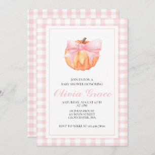 Invitation baby shower à arc rose citrouille