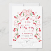 Invitation Baby shower à arc rose Little Cherry Girl (Devant)
