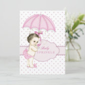 Invitation Baby shower à arroser rose fille (Debout devant)