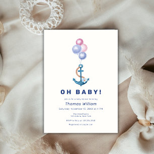 Invitation Baby shower à ballets d'Ancre nautique moderne