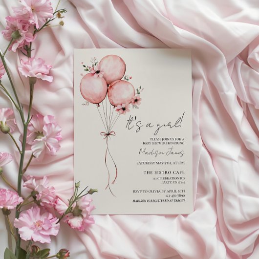 Invitation Baby shower à ballets roses