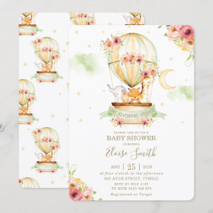 Invitation Baby shower à ballon à air chaud Animaux Neutres S