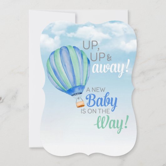 Invitation Baby shower à ballon à air chaud - Blue & Green Bo (Dos)