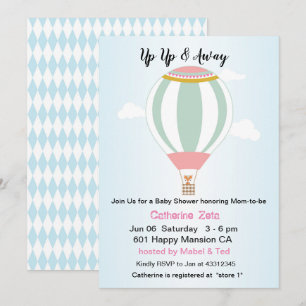 Invitation Baby shower à ballon à air chaud personnalisé vers