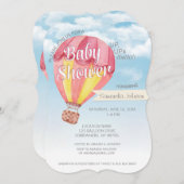 Invitation Baby shower à ballon à air chaud - rouge et jaune  (Devant / Derrière)