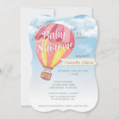 Invitation Baby shower à ballon à air chaud - rouge et jaune  (Devant)