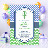Invitation Baby shower à ballon à air chaud vert