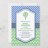 Invitation Baby shower à ballon à air chaud vert (Devant)