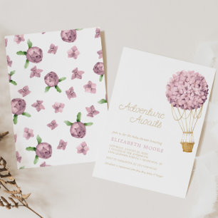 Invitation Baby shower à ballon à air Hydrangea Floral
