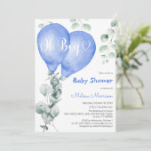 Invitation Baby shower à ballon d'Eucalyptus (Debout devant)