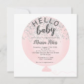 Invitation Baby shower à ballon rose vif parties scintillant  (Devant)