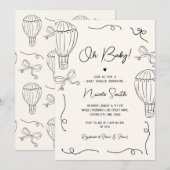 Invitation Baby shower à ballons à air chaud Oh Baby (Devant / Derrière)