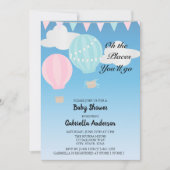 Invitation Baby shower À Ballons Rose Et Bleu À Air Chaud (Devant)