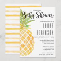 Baby shower à bande d'ananas en Aquarelle