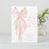 Invitation Baby shower à boue rose - Ruban d'aquarelle minima (Debout devant)