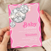Invitation Baby shower à boule rose Disco