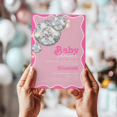 Invitation Baby shower à boule rose Disco