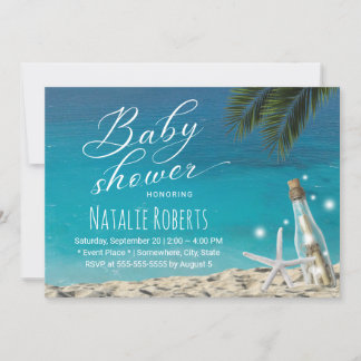 Invitation Baby shower à bouteille Tropical Starfish Beach