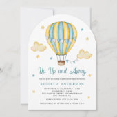 Invitation Baby shower à bulle à air chaud bleu jaune (Devant)