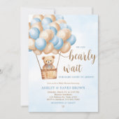 Invitation Baby shower à bulle à air chaud Blue Bear (Devant)