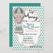 Invitation Baby shower à bulle à air chaud Coral & Mint (Devant / Derrière)