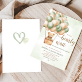 Invitation Baby shower à bulle à air chaud de l'ours vert