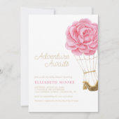 Invitation Baby shower à bulle à air chaud floral Peony | (Devant)