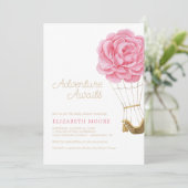 Invitation Baby shower à bulle à air chaud floral Peony | (Debout devant)