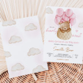 Invitation Baby shower à bulle à air chaud pour bébé rose
