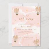 Invitation Baby shower à bulle à air chaud rose Elegant (Devant)