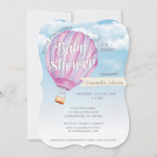 Invitation Baby shower à bulle à air chaud - Rose & Purple Gi