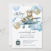 Invitation Baby shower à bulle à air chaud Teddy Bear (Devant)