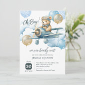 Invitation Baby shower à bulle à air chaud Teddy Bear (Debout devant)