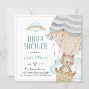 Invitation Baby shower à bulle à air chaud Teddy Bear