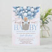 Invitation Baby shower à bulle à air chaud Teddy Bear Blue (Debout devant)